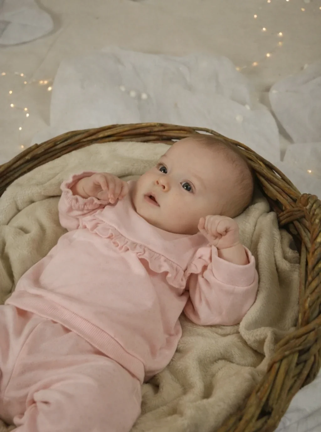 Novorođenče u korpi - profesionalna fotografija bebe
