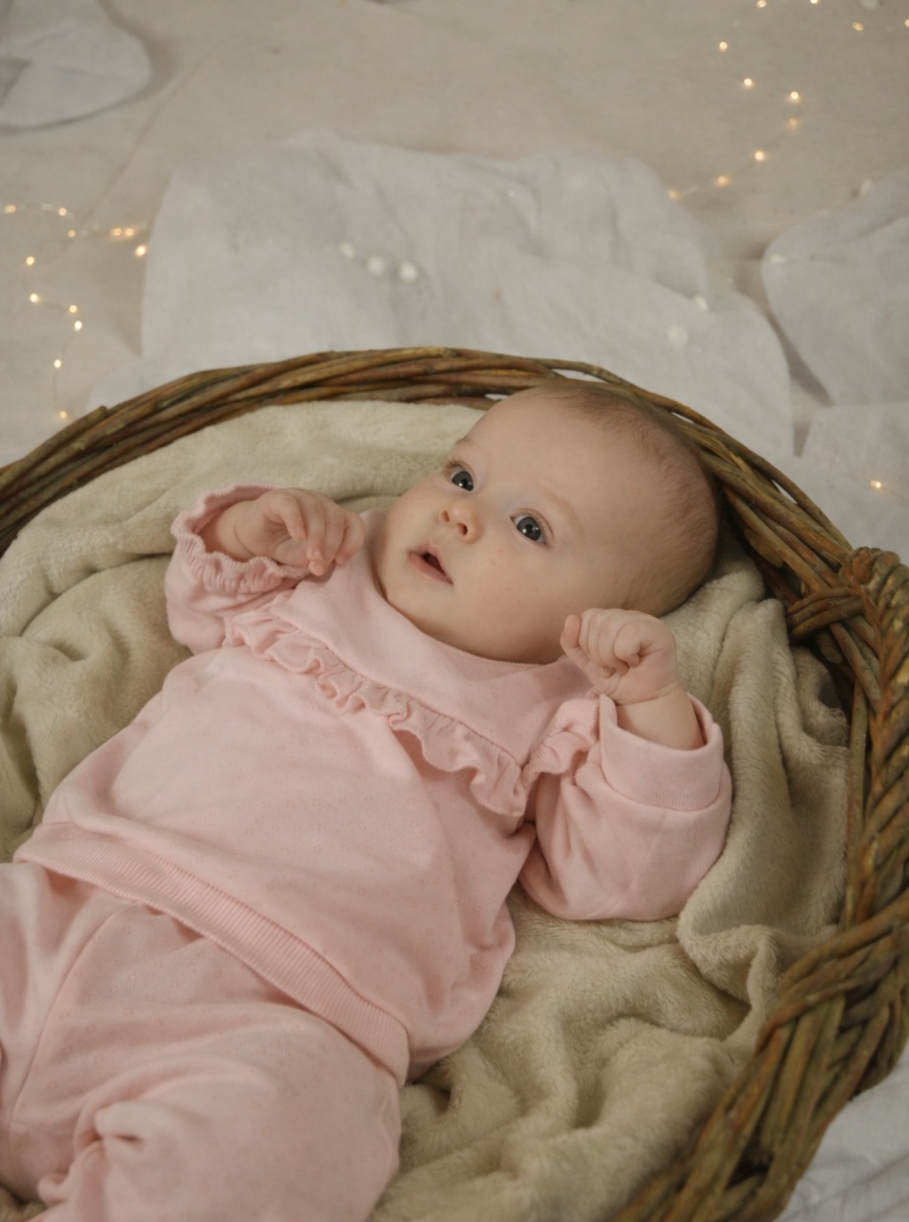 Novorođenče u korpi - profesionalna fotografija bebe